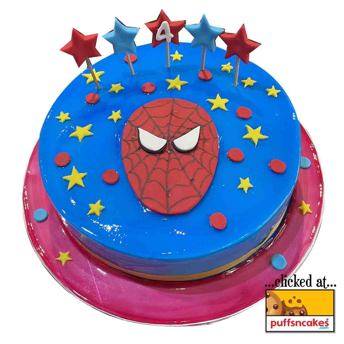 (1398) Spider Man Theme Cream Cake